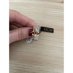 Noir Frogs Kissing CZ Gold Ring, Size 7